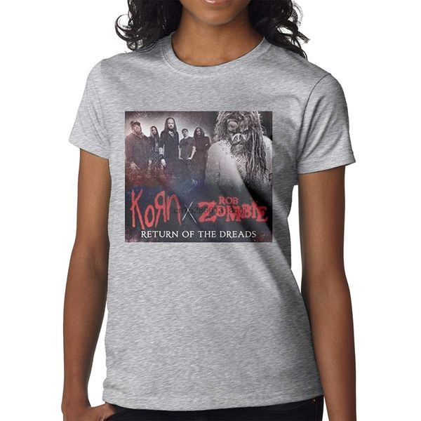 

women's funny rob zombie korn return of the dreads tour t-shirts slim tees black sport hooded sweatshirt hoodie