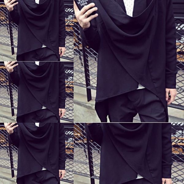 

gdbur весна и волосы top осень свитер средней длины модной мужской кардиган свитер большой размер нерегулярные толстый слой плащ шаль sweate, Black