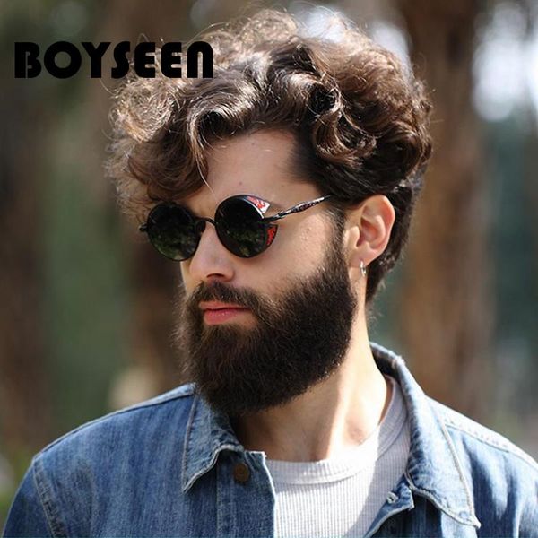 

boyseen punk steam round ladies sunglasses big frame shaving face colorful sunglasses women round glasses 371, White;black
