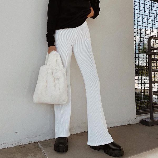 

casual women's flare pants high waist vintage corduroy trousers streetwear fashion outfits boot cut pants solid color trousers, Black;white