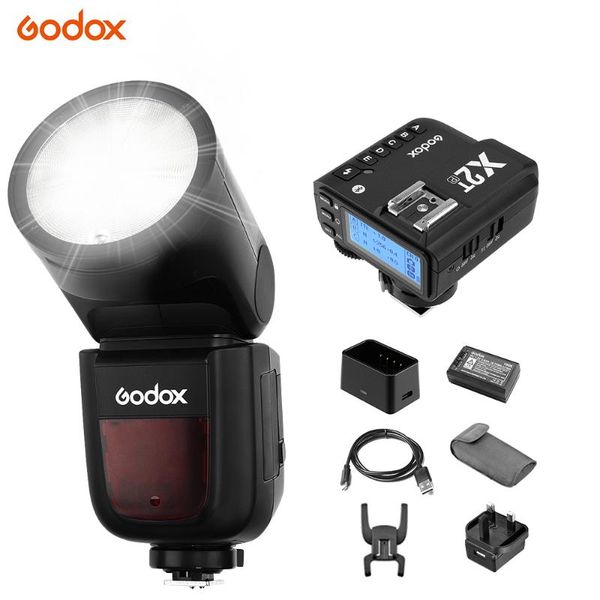 

godox v1p camera flash speedlight round head flash built-in 2.4g wireless x system with x2t-pl wireless trigger
