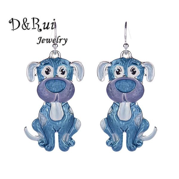 

2020 new design cartoon dog animal earrings for kids girls women's trendy enamel blue female korean jewelry dangle earring gifts, Silver
