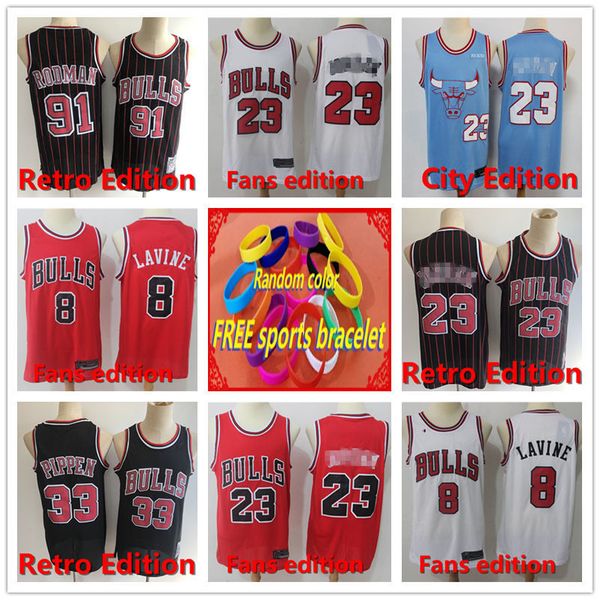 

embroid retro jersey chicago team 23 pippen 45 rodman 91 lavine 8 white 0 retro edition basketball suit shirt gift wristband