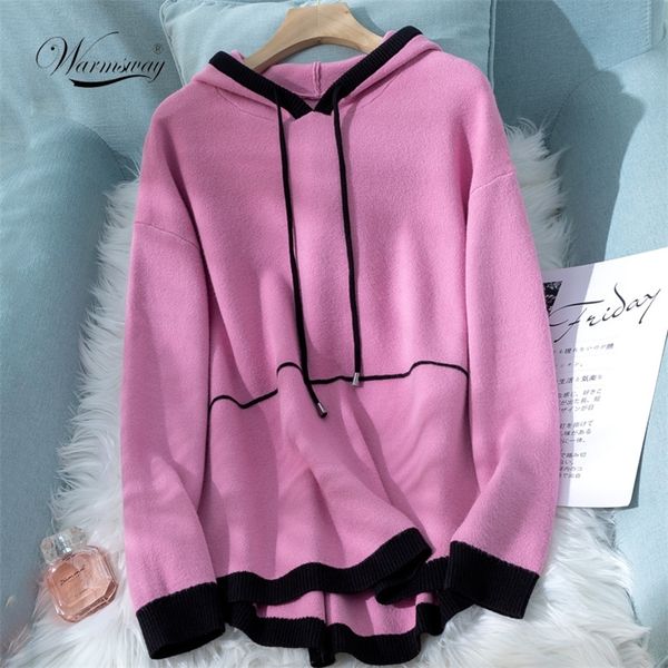

2020 fall winter new arrival plus size knit women clothing long sleeve hooded womens pullover ladies sweatshirts c-187 lj201112, White;black