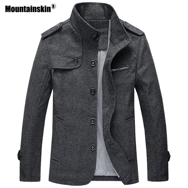 

mountainskin winter autumn wool men's casual stand collar jacket solid loose coat male brand clothing m~4xl sa803