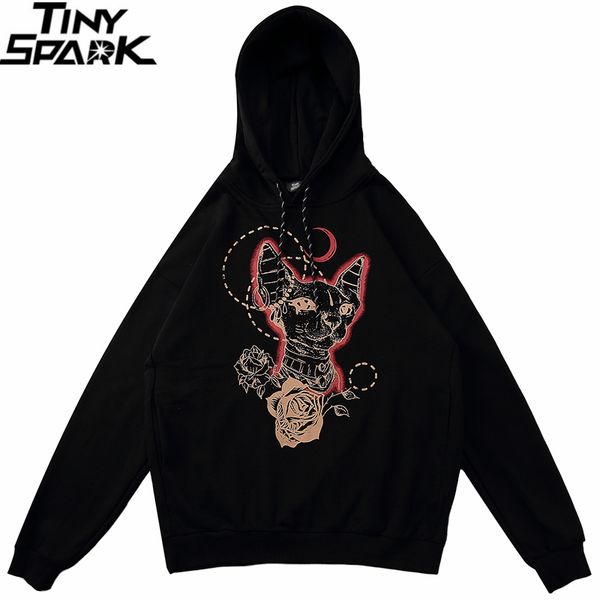 

весна 2020 hip hop толстовка толстовка bad dog rose мужчина harajuku streetwear с капюшоном пуловер хлопок сыпучего hoodie dark moon black