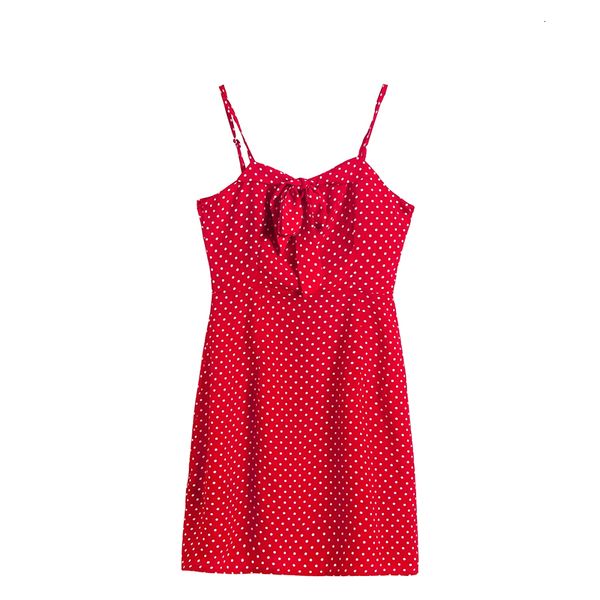

2021 new french from vintage super sweet classic red white dot chiffon mini dressed women high street spaghetti strap dresses 6uog, Black;gray