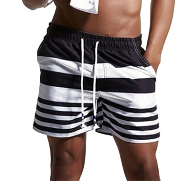 

szyadeou men's swimsuit zwembroek heren stitching striped casual shorts beach pants sung beachwear praia homens d1