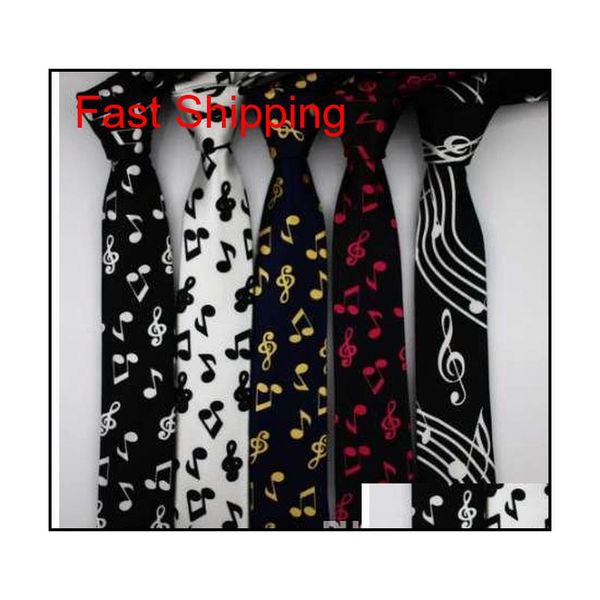 

men's music tie polyester 5cm neck tie musical note printed colorful narrow thin tie for men qyldpd dh_seller2010, Black;gray