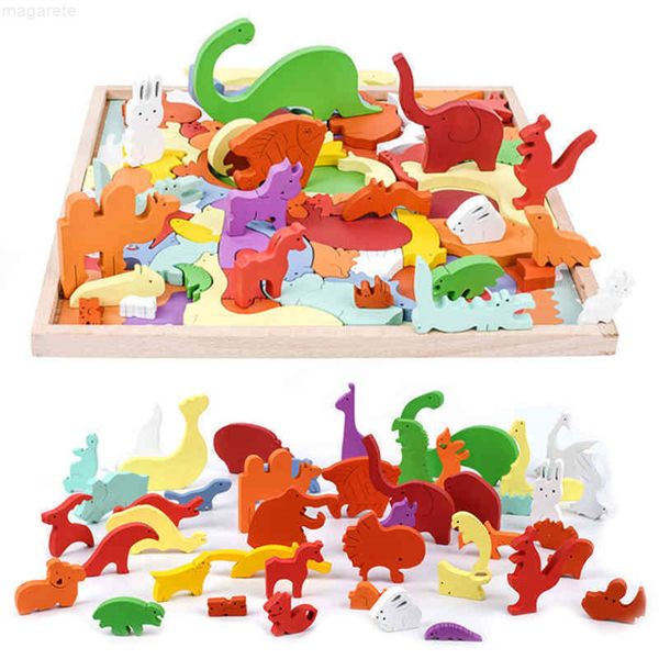 

wooden montessori animal puzzle, educational game stack