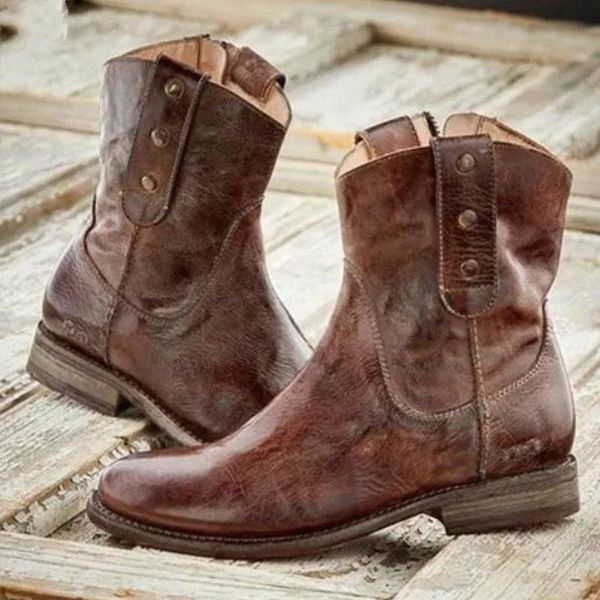 

retro motorcycle boots women's rivet ankle boots buckle strap rome autumn leather short boot casual high heel shoes pointed #ml3b, Black