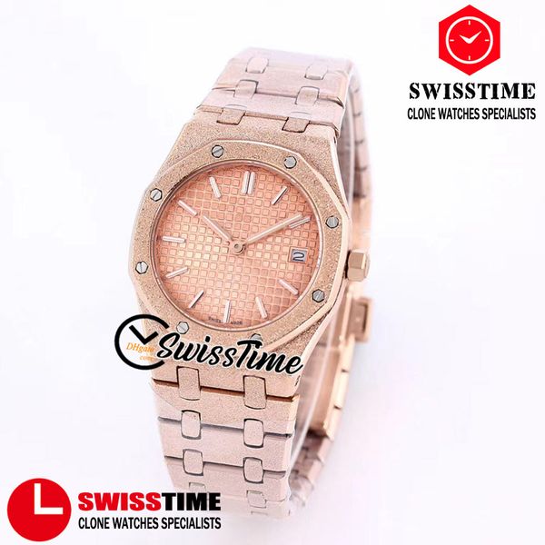 

sale new 33mm 67653 swiss quartz womens watch gold texture dial rose gold frost gold frosted steel bracelet ladies watches swisstime a14a, Slivery;brown