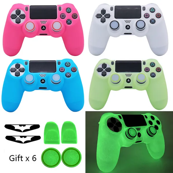 Leuchtende weiche Silikon-Kontrollhülle für PS4-Controller, Spiele-Zubehör, Gamepad-Joystick-Abdeckung