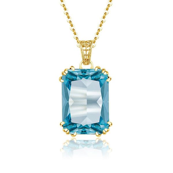 

14k gold sky blue z gemstone pendants necklaces for women aquamarine silver 925 jewelry wedding engagement female jewellery q1117