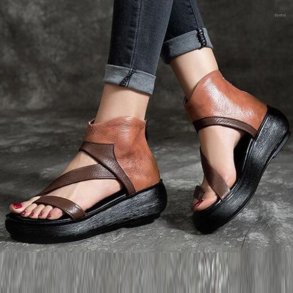 

dress shoes 2021 sandals women's fashion casual comfortable large size wedges mixed colors leisure round toe soft rome flatshoes1, Black