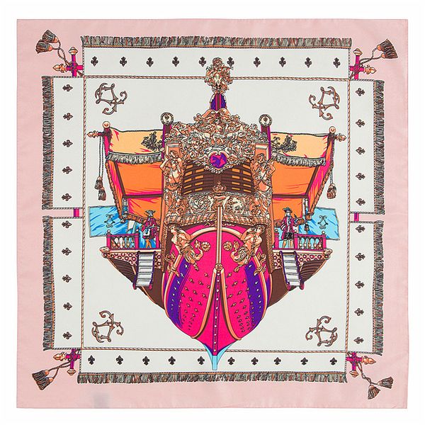 

women square silk scarf red pirate ship print shawls and wraps foulard femme joker ladies small twill scarves 60*60cm, Blue;gray