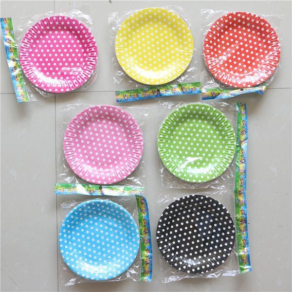 

dishes & plates birthday party kids favors decoration pink tableware baby shower blue/red polka dot theme paper supplies 12pcs\lot1