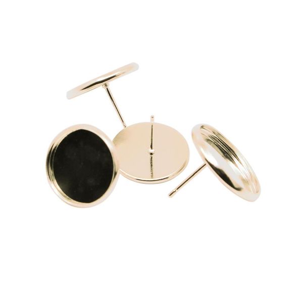 

50pcs/lot stainless iron blank earring base 8 10 12 14 mm cabochon cameo settings bezel tray for supplies jewelry making q bbybvn, Black