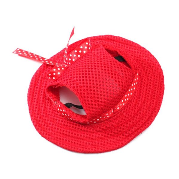 

pet dog mesh porous sun cap hat with ear holes for small dogs - size (red