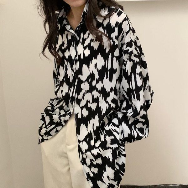 

women's polos women streetwear blouse sleeve shirt long casual fashion print ladies, White