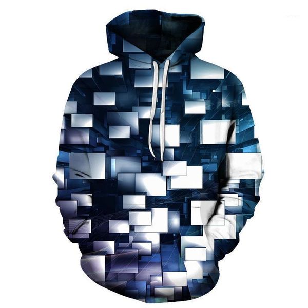 

2021 new crystal block 3d printed hoodie men's hoodie long sleeve couple jacket.1, Black