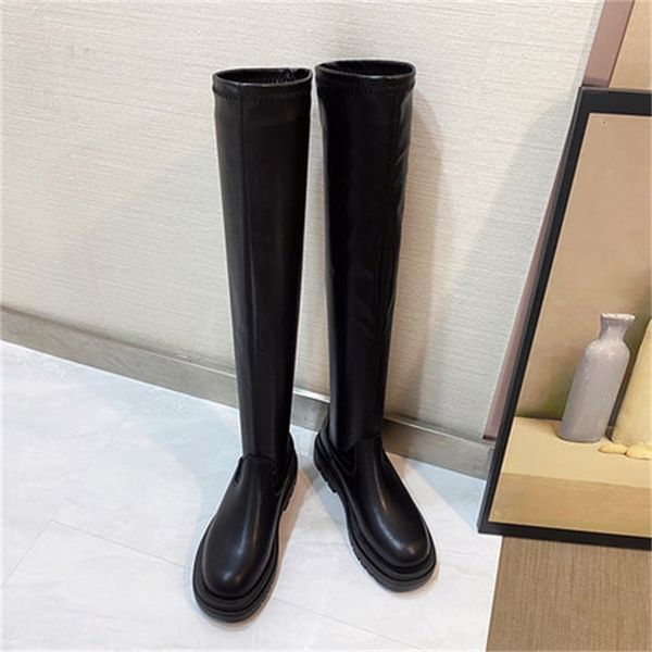 

new low-heel 2021 black on the knee women's high thigh shoes female winter thick soles mujer boots 35-40 eqvh