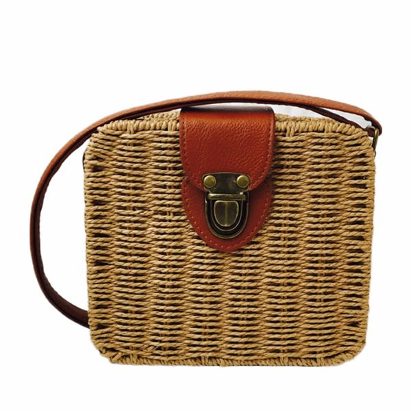 

rattan durable bags women 2020 weave crossbody bag designer beach bag sac paille bolso mimbre fashion shoulder square shape