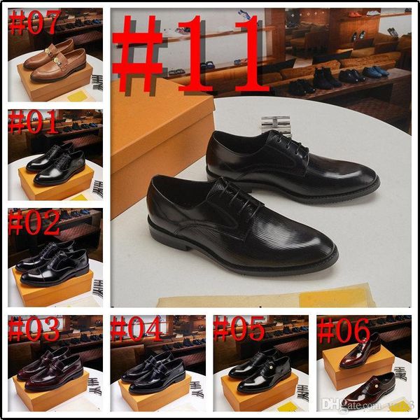 

l1 men business dress shoes luxury leather pointed oxfords formal shoes male party wedding footwear 22, Black