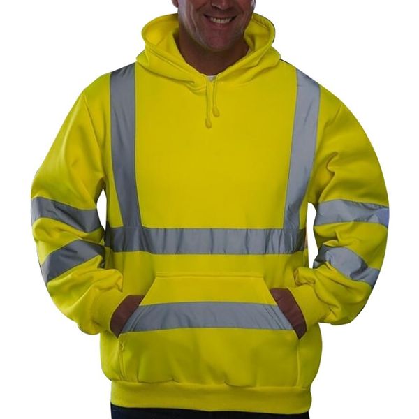 

men jacket high visibility pullover insulated safety reflective strip hooded sweatshirt coat slim zipper hoodie sweater 10.15 201117, Black;brown
