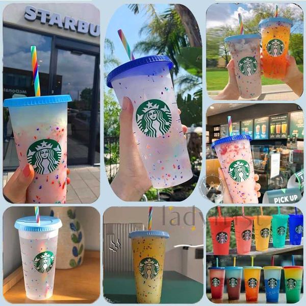 

starbucks tumbler plastic colorful straw cup cold bottle ml
