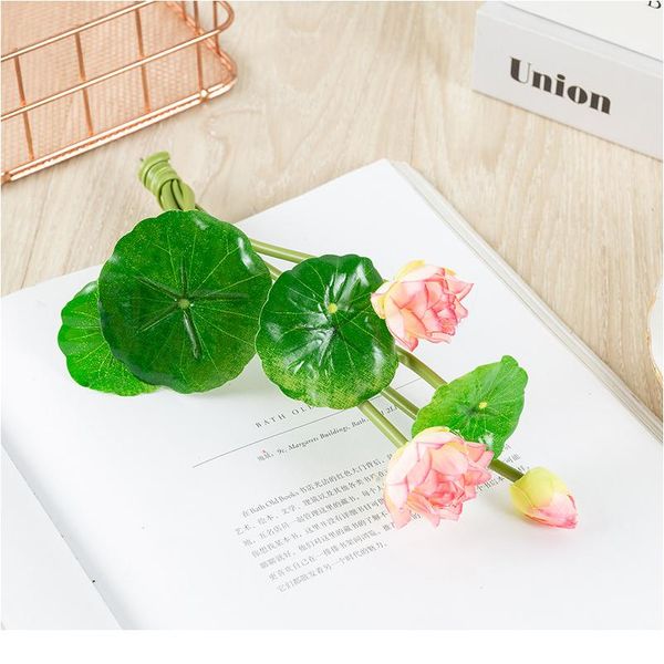 

27cm long lotus mixed color artificial flower lifelike water lily micro landscape for wedding pond garden fake plan sqcosq