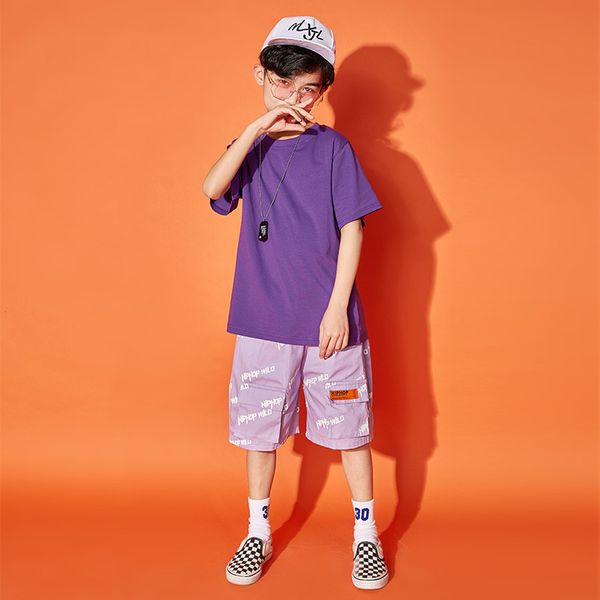 

kids street dance set boys short-sleeved tide loose hiphop childrens jazz performance clothing fashion outfits clothes bdy040, Black;red