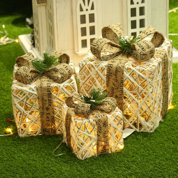 

comfortable box window shop up light pile christmas tree gift bag decoration scene layout