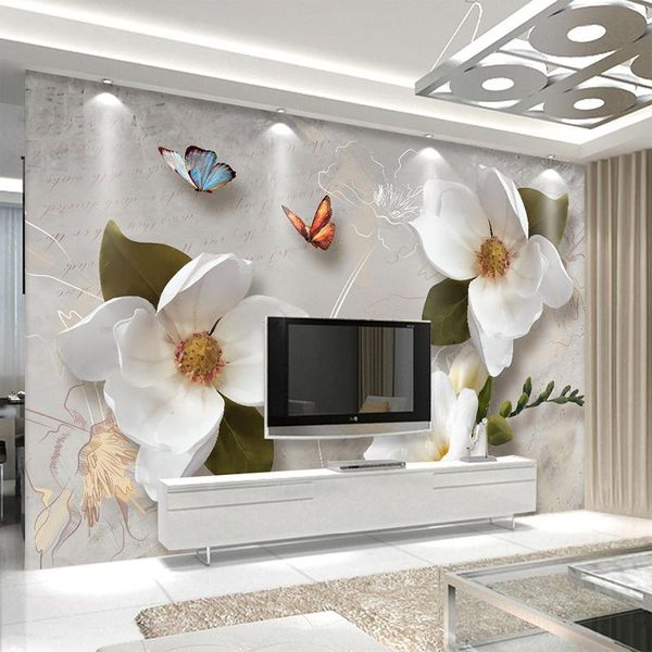 

wall custom wallpaper 3d modern european style art mural vintage big flower living room tv background pictures wallpaper fresco