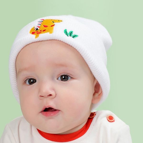

kids baby winter knitted beanie hat cartoon dinosaur embroidery cuffed skull cap x7ya, Blue;gray