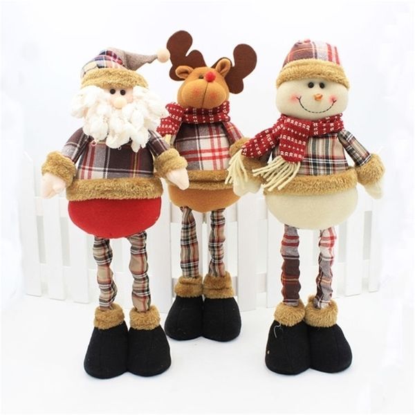 Decorazioni natalizie Supporto retrattile Figure 3 pezzi Babbo Natale + Pupazzo di neve + Alce Bambole di Natale Accessori per la decorazione della casa 201201