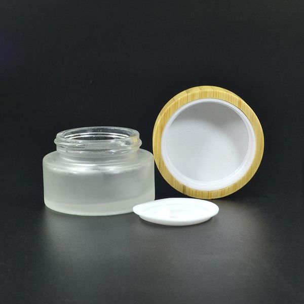 

50pcs *50g cosmetic bamboo lid glass jar, 50g face cream frost glass jar with bamboo lid