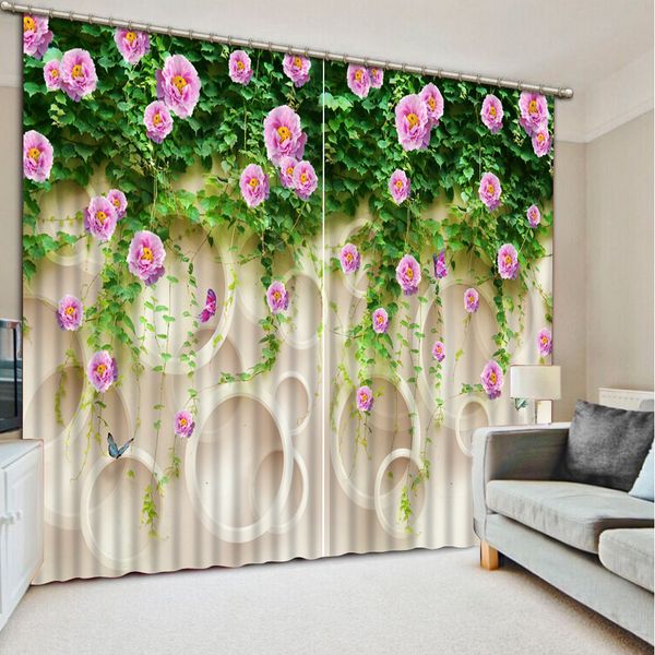 

pu pottery garland luxury blackout 3d curtain living room bedroom drapes cortinas customized size