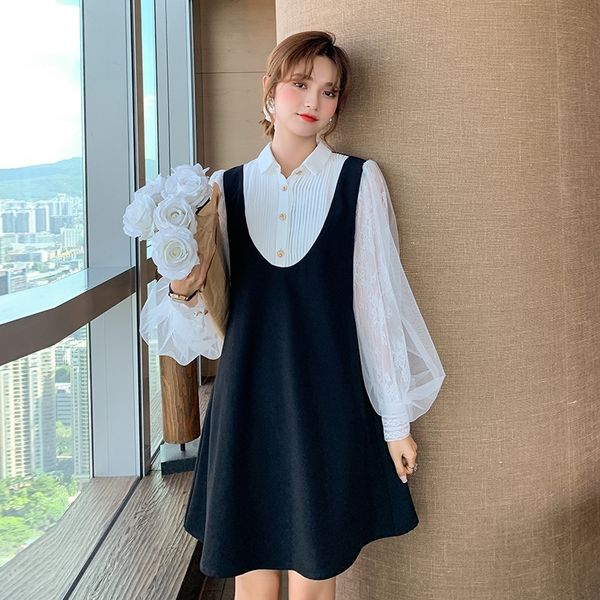 

2iar7 j28 return and exchange slim-fit velvet slim-fit waist slimming stitching h06155 j28 return dress and exchange stitching velvet skirt, Black;gray