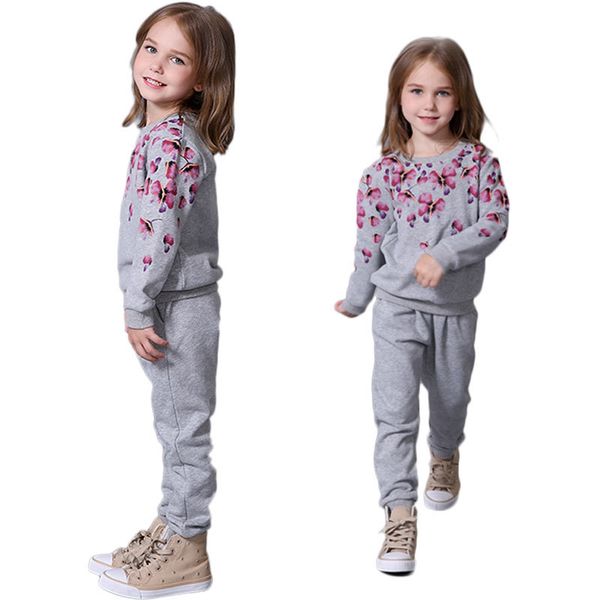 

girls clothing sets spring autumn girl sport suits floral kids suit casual tracksuit for kids children clothing 2-8tx1019, White