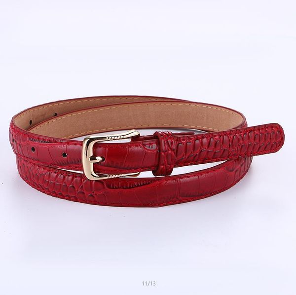 

хорошее качество женщина из искусственной кожи тощий ремень тонкий пояс ремни узкие крокодиловые ремни рисунков бензина пряжка леди джинсова, Black;brown