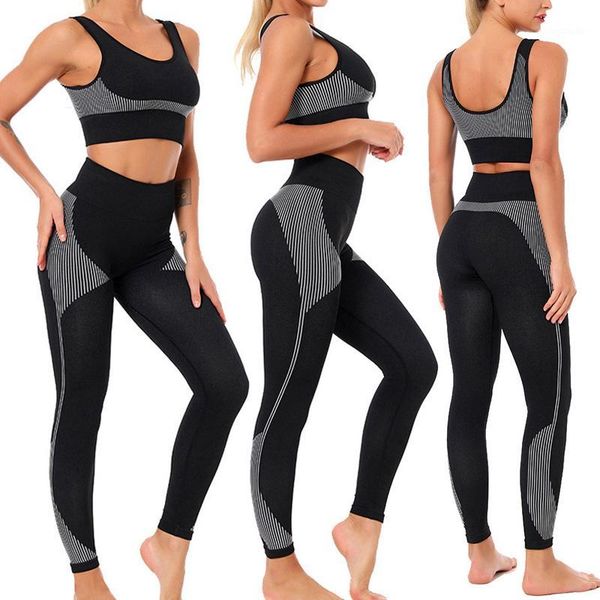 

women yoga set ensemble striped sport suit female sportswear leggings fitness workout gym wear running clothing tracksuit1, White;red