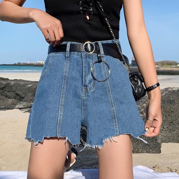 

women's jeans spring dress super shorts women loose-fitting thin outside wearing the korean version of high-waisted wide-leg pants, Blue