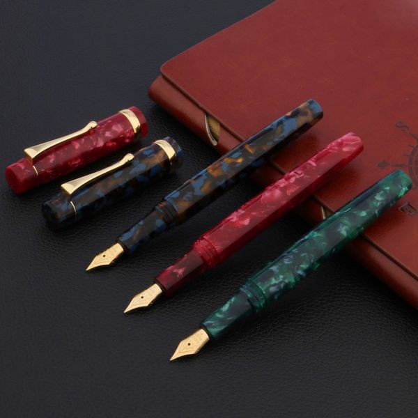 Luxury Quality Color Acrílico Ágata Fonte Caneta Dourado Presente Girando Suporte Tinta Estudante Escritório Escola Suprimentos Caneta Novo 201202