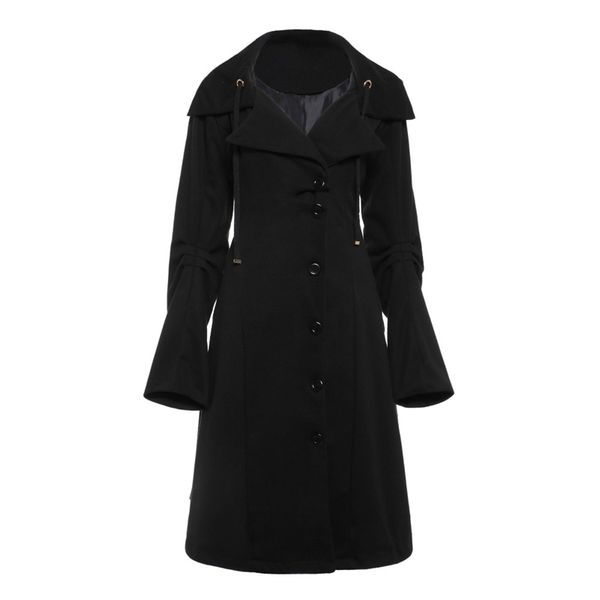 

gothic women trench coat winter autumn women's overcoat windbreaker female fashion casual long coat button goth outwear lj201128, Tan;black