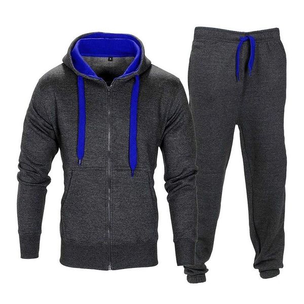 

running sets 2021 sports clothing gym fitness hoodies set suits for men sportswear casual sport tracksuit workout, Black;blue
