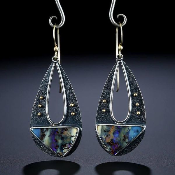 

dangle & chandelier vintage elegant resin earrings for women fashion bohemian long hollow water drop triangle earring jewelry o5d396, Silver