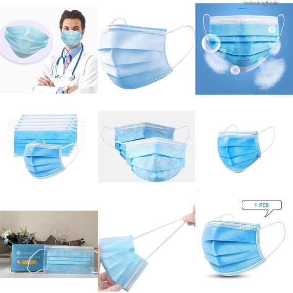 

adultren's and face fog dast blue cartoon 3 layer ply mask earloop non woven fabric shipping#450