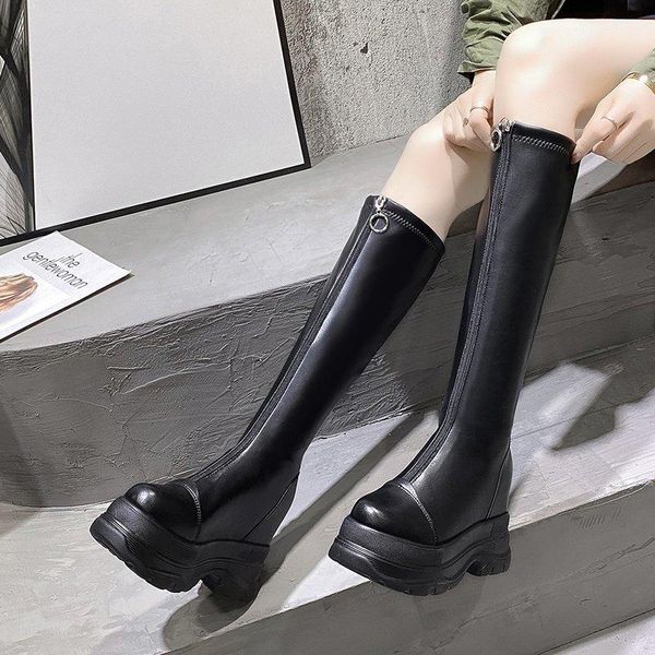 

boots designer womens luxury 2021 ladies knee high boot femme black leather zip casual female botas mujer
