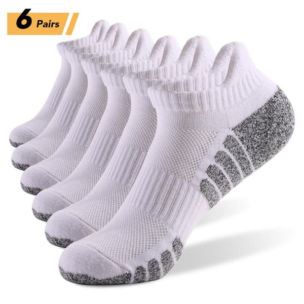 

6 pairs autumn winter sports ankle socks athletic low-cut socks thick knit breathable quick dry running camping fitness, Black